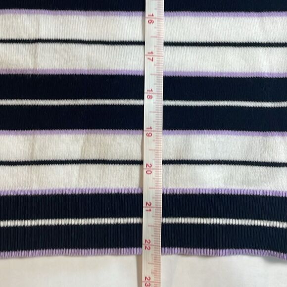 Ralph Lauren Women’s Purple and Black Striped Short Sleeve Sweater Preppy Size M - Picture 6 of 8